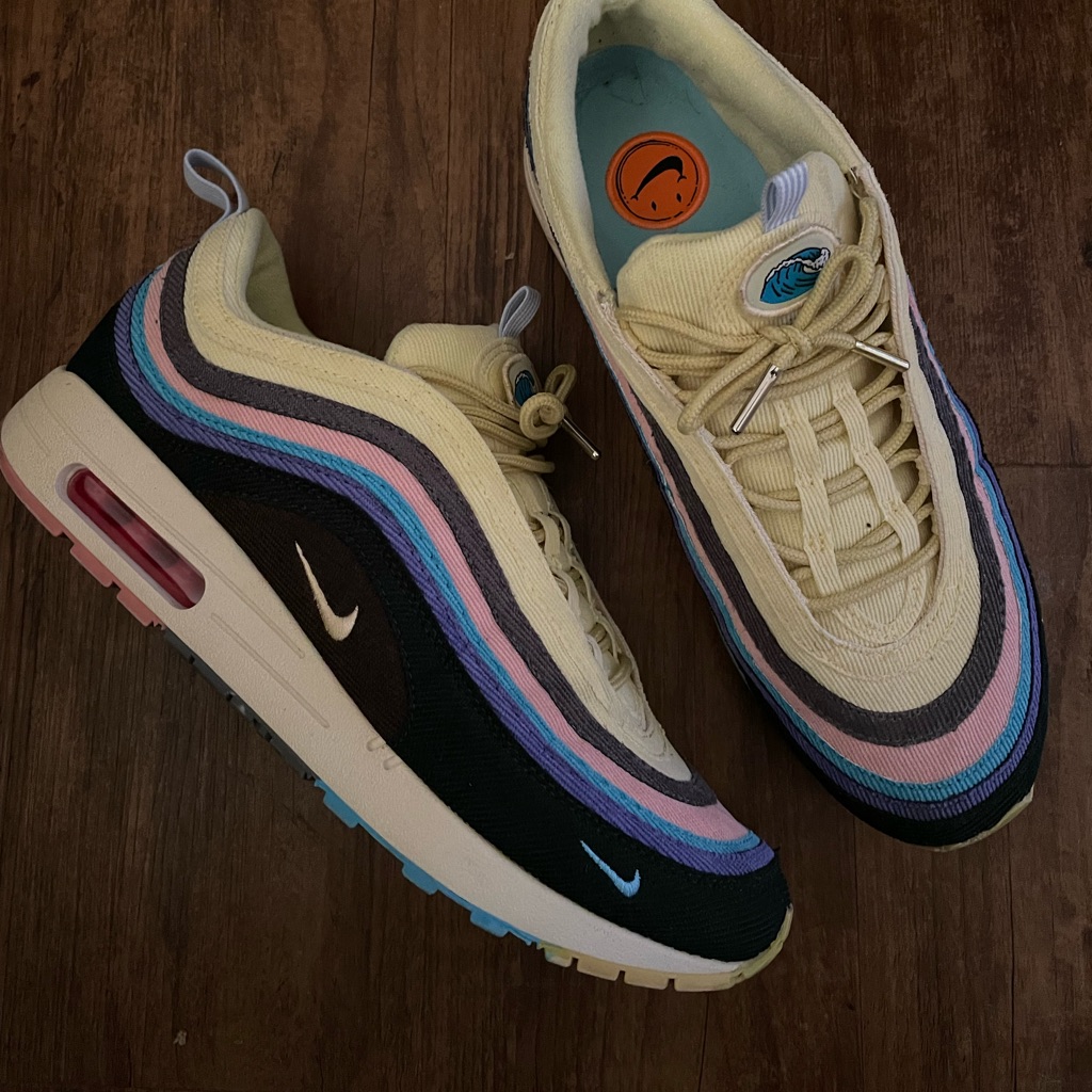 Nike Mens Multicolor Wave Sneakers  Cream Black Pink Blue Purple